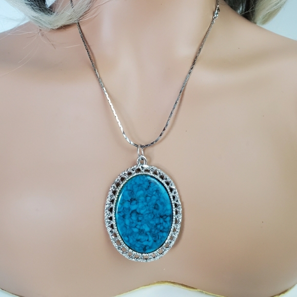 Western Silver and Blue necklace - Picture 4 of 6